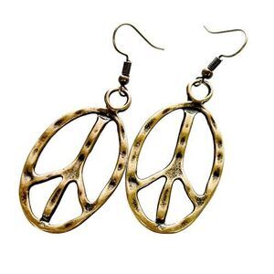 4607 Peace sign earrings peace symbol charm earrings bronze